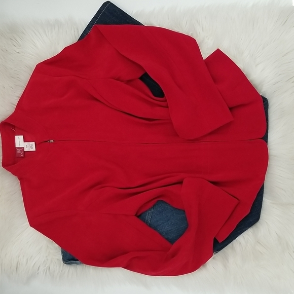 JM Collection Petite Red Faux Suede Jacket w Front Zipper - Picture 5 of 5